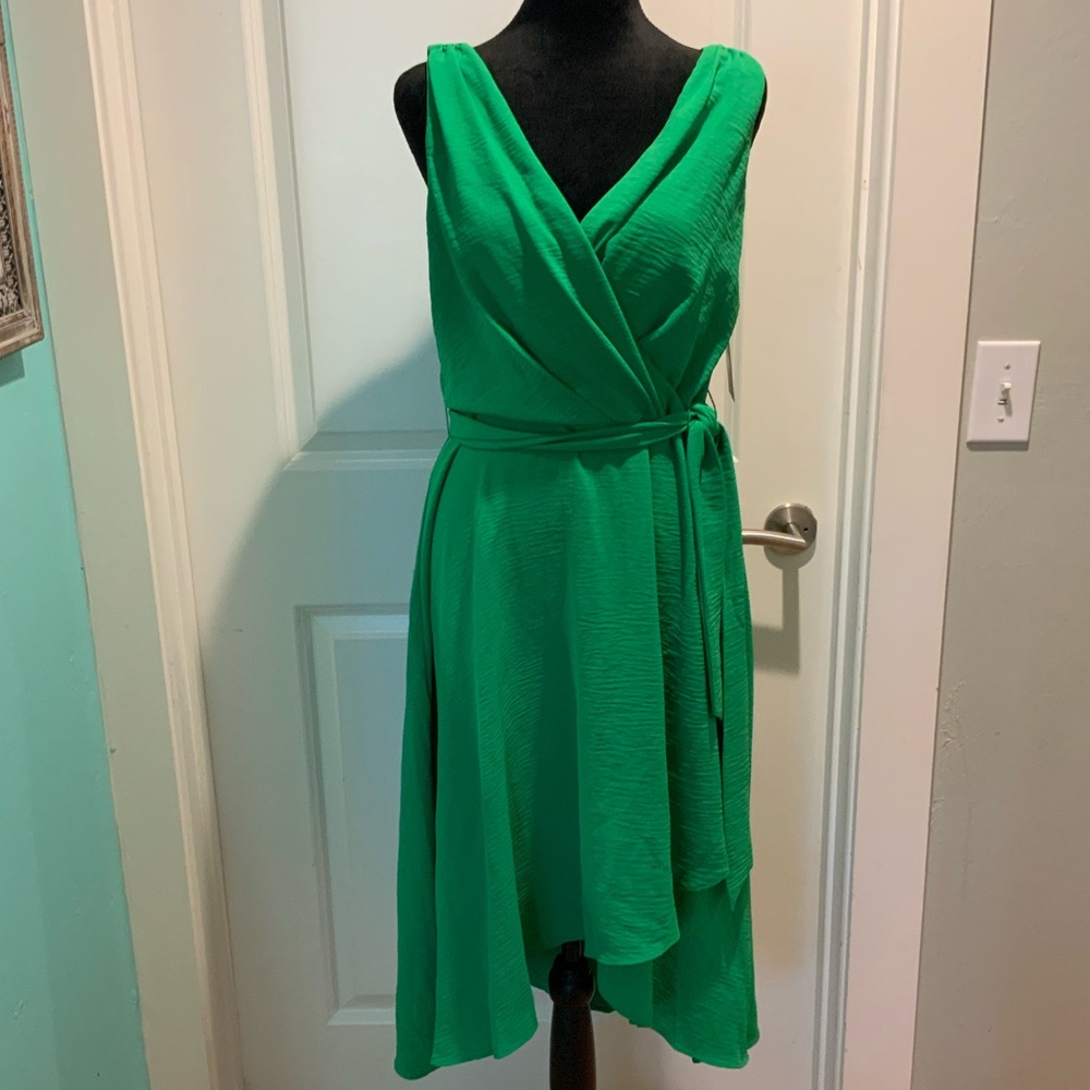 NWT DKNY green apple drapey high low dress - 4